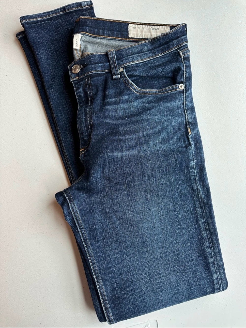 Rag & Bone Slim Straight Jeans in Dark Blue Wash